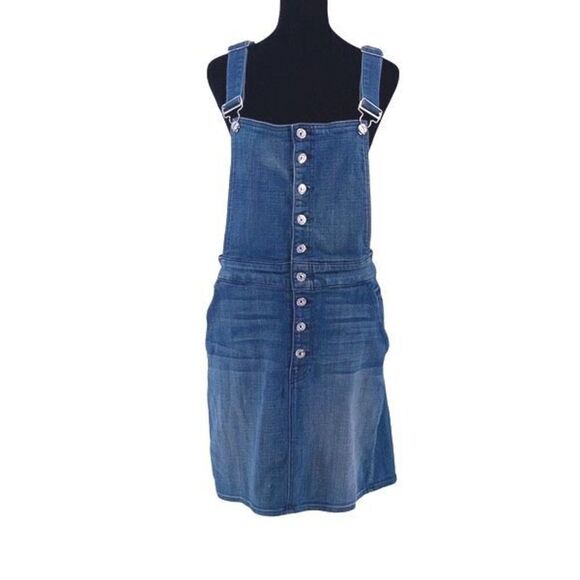 7 FOR ALL MANKIND BLUE FASHION OVERALL STRETCH DRESS MEDIUM‎ BROKEN Size 29 NWT - Picture 2 of 12